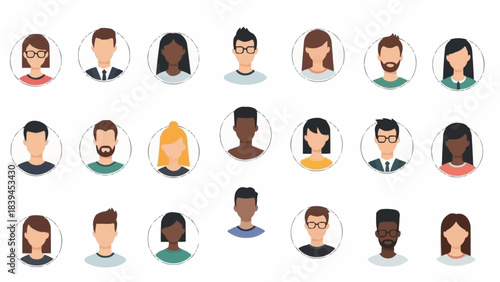 Diverse Group of People Avatars Representing Different Genders and Ethnicities.