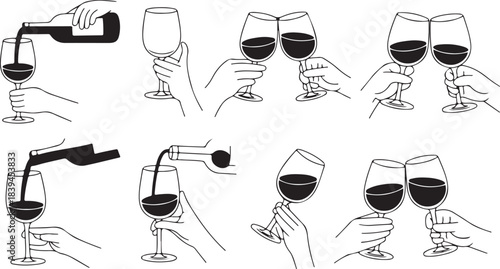 Visual guide to pouring and enjoying wine with a festive toast