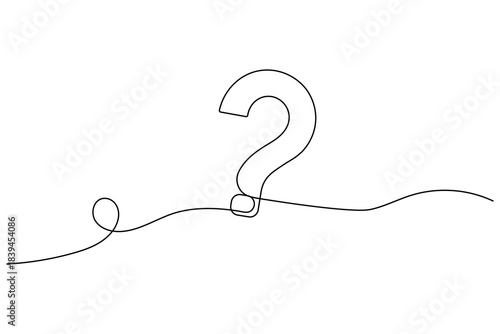 Question mark one line drawing concept of curiosity, problem-solving, searching for answers, and inquiry.