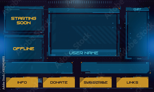 Set of Cyberpunk User Interface Elements. Sci fi tech stream overlay. Vector Illustration EPS10