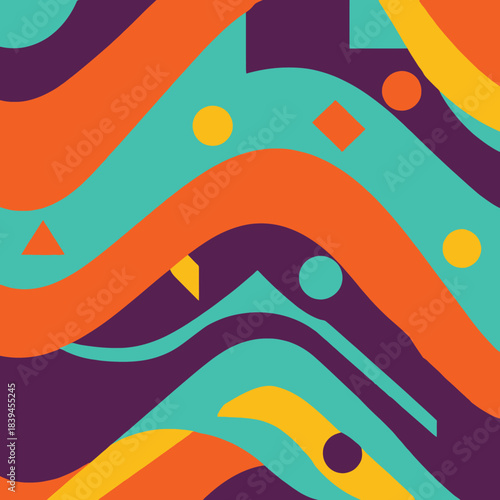 Abstract seamless pattern with colorful organic shapes in pink orange mint green and lavender