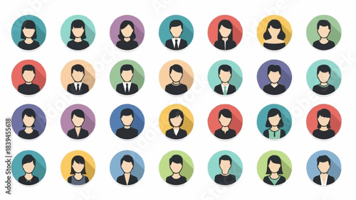 Diverse Collection of Professional Avatar Icons Representing Various Individuals.