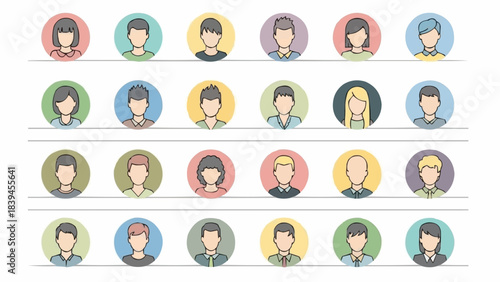 Diverse collection of cartoon avatar portraits representing various people.