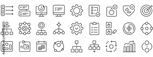 Streamline Icons: A clean and organized array of minimalist icons, symbolizing key components of strategy, planning, and operational efficiency.
