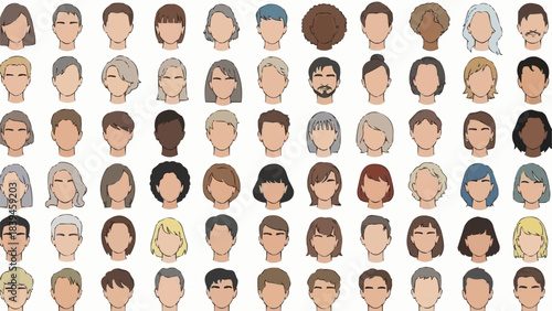 Diverse collection of illustrated human faces representing various individuals.