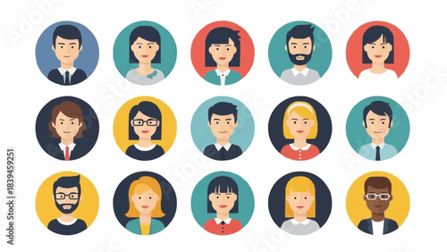 Diverse Group of Professional People Avatars in Circular Frames.