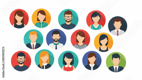 Collection of Diverse User Profile Avatars Representing People.