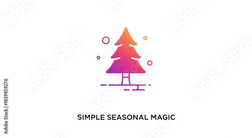 Gradient Christmas Tree Minimal Holiday Symbol isolated on a transparent background
