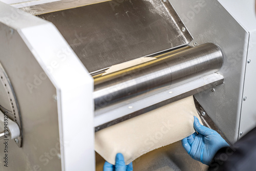 Halal tatar cheburek dough preparation in restaurant kitchen