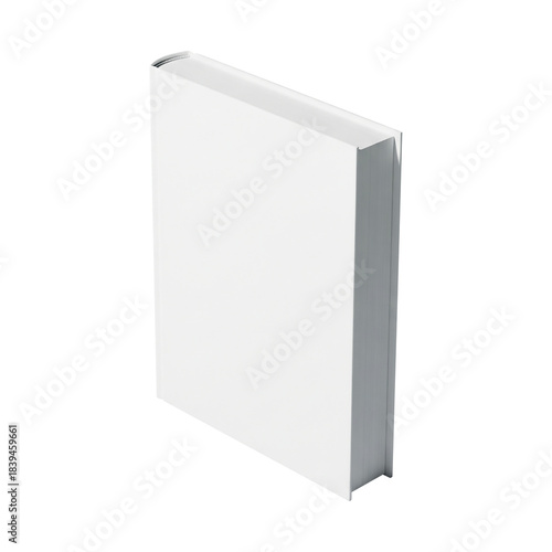 A pristine white hardcover book stands slightly ajar, revealing its blank pages against a clean, minimalist backdrop, evoking simplicity and readiness for new ideas