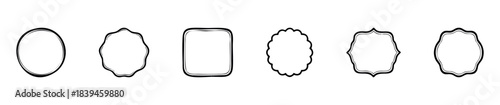 Collection of unique hand drawn ornamental frames and borders for graphic purposes, offering diverse decorative shapes for invitations, labels, and decorative accents, perfect for vintage