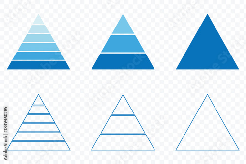 Pyramid diagrams with ascending levels. Pyramid infographic set. Hierarchy pyramid icons set . eps 10