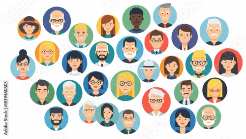 Diverse Group of People Avatars Representing a Global Community.