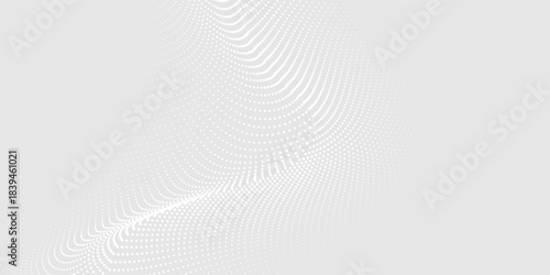 Dot white gray wave light technology texture background. Abstract big data digital concept.