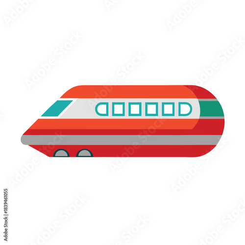 Modern Red and Green High Speed Train Illustration bullet train transportation