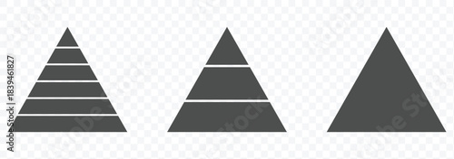 Pyramid infographic set. Triangle diagram, triangular pyramid infographics, designed for business presentations, charts, educational materials. eps 10