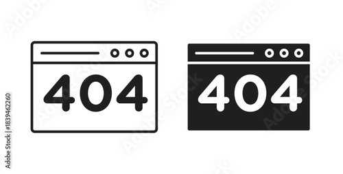 404 Error icons silhouettes. Vector elements for design.