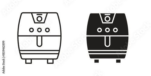 Air fryer icons silhouettes. Vector elements for design.