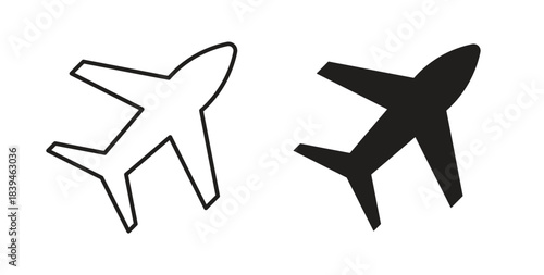 Airplane icons silhouettes. Vector elements for design.