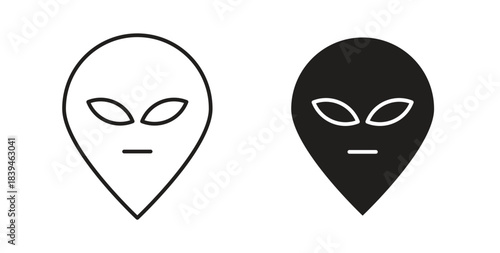 Alien face icons silhouettes. Vector elements for design.