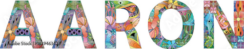 Male name AARON. Vector decorative object