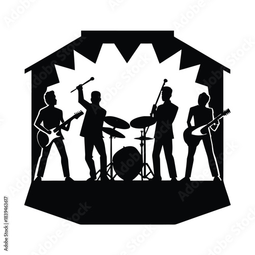 Black Silhouette of a Band Performing on Stage music performance