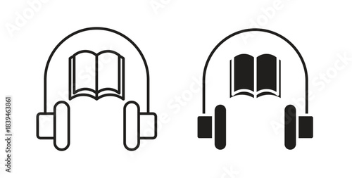 Audiobook icons silhouettes. Vector elements for design.