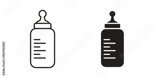 Baby bottle icons silhouettes. Vector elements for design.