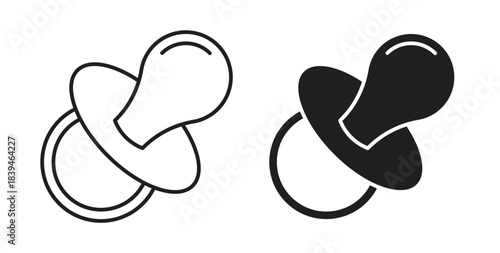 Baby pacifier icons silhouettes. Vector elements for design.