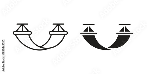 Beach hammock icons silhouettes. Vector elements for design.