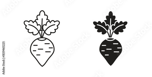 Beetroot icons silhouettes. Vector elements for design.