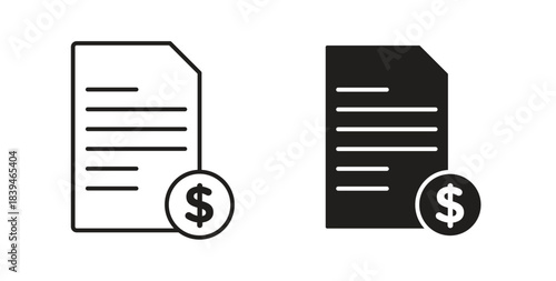 Bill icons silhouettes. Vector elements for design.