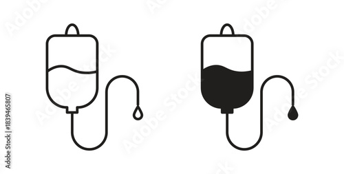 Blood transfusion icons silhouettes. Vector elements for design.