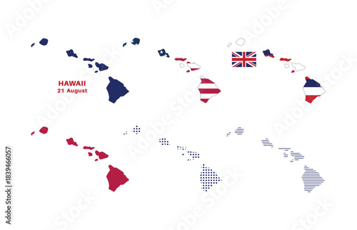 Hawaii Map. Map of the American state of Hawaii in various types