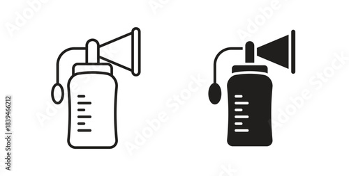 Breast pump icons silhouettes. Vector elements for design.
