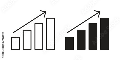 Business growth icons silhouettes. Vector elements for design.