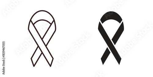Cancer ribbon icons silhouettes. Vector elements for design.