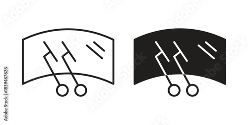 Car windscreen wiper icons silhouettes. Vector elements for design.