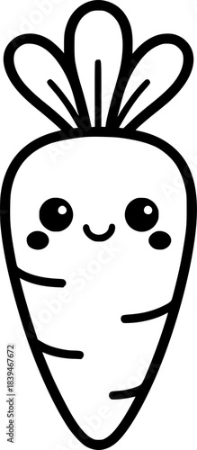 kawaii cute carrot cartoon character sign, symbol, vector, art