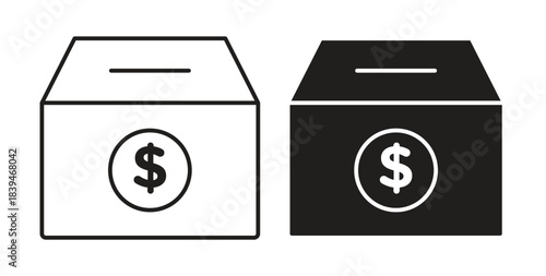 Charity box icons silhouettes. Vector elements for design.