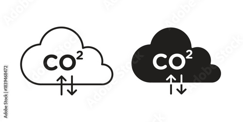 CO2 emission icons silhouettes. Vector elements for design.