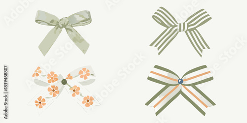 A collection of decorative bows in varying styles and pastel shades