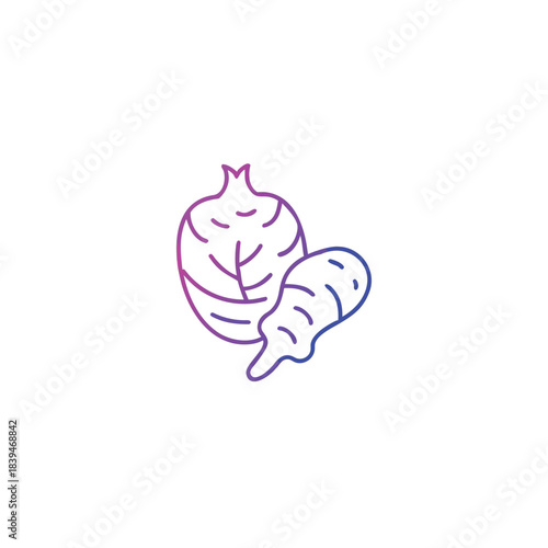 Jerusalem artichoke vegetable icon with gradient and outline suitable for healthy food branding