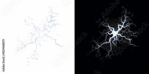 Dramatic lightning split into contrasting white and black imagery showcasing power