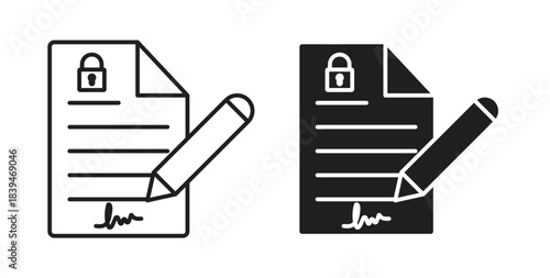 Confidentiality agreement icons silhouettes. Vector elements for design.