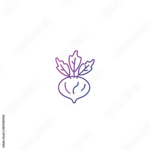 Kohlrabi vegetable icon with a colorful gradient outline art design