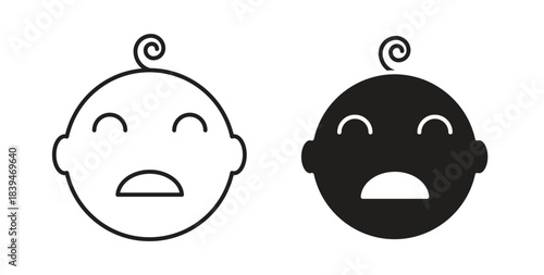 Crying baby icons silhouettes. Vector elements for design.