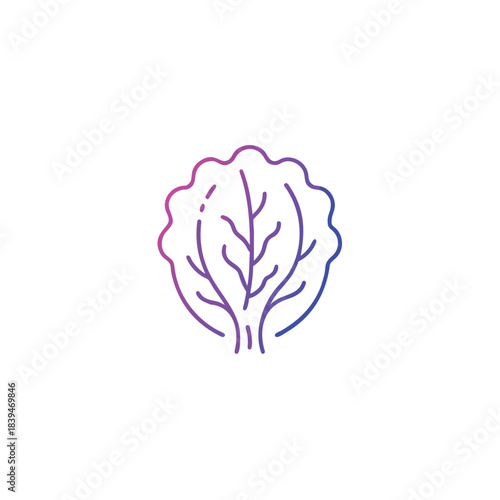 Fresh green lettuce leaf icon with a gradient outline and artistic flair