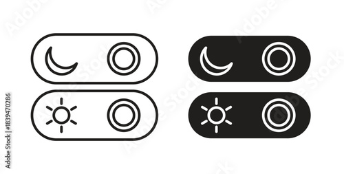 Day and night mode icons silhouettes. Vector elements for design.