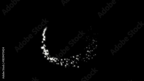 Glitter star line animation with starry night twinkling, shining dust light trails, and celebration-style sparkle overlay on a black screen, blended smoothly with midnight pulse and sky gleam effects